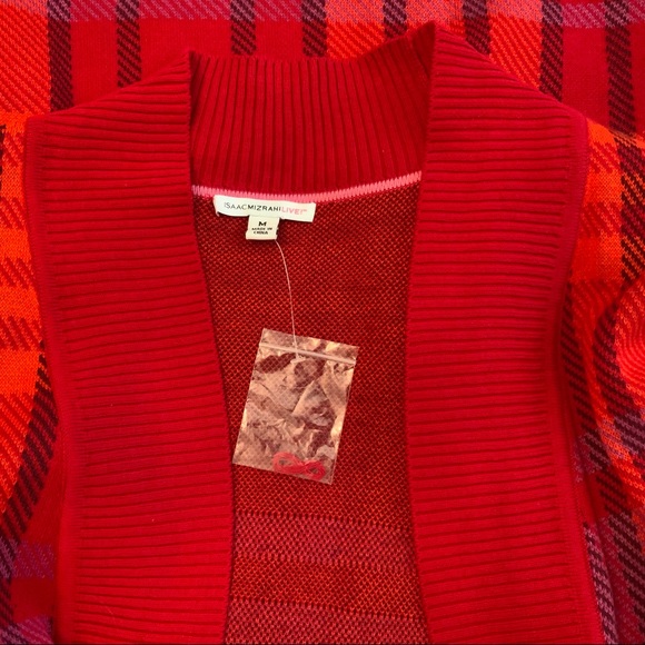 Isaac Mizrahi Plaid Open Cardigan Size M - Picture 6 of 6